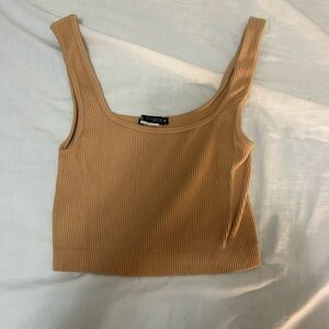 Zara Tan Ribbed Crop Top